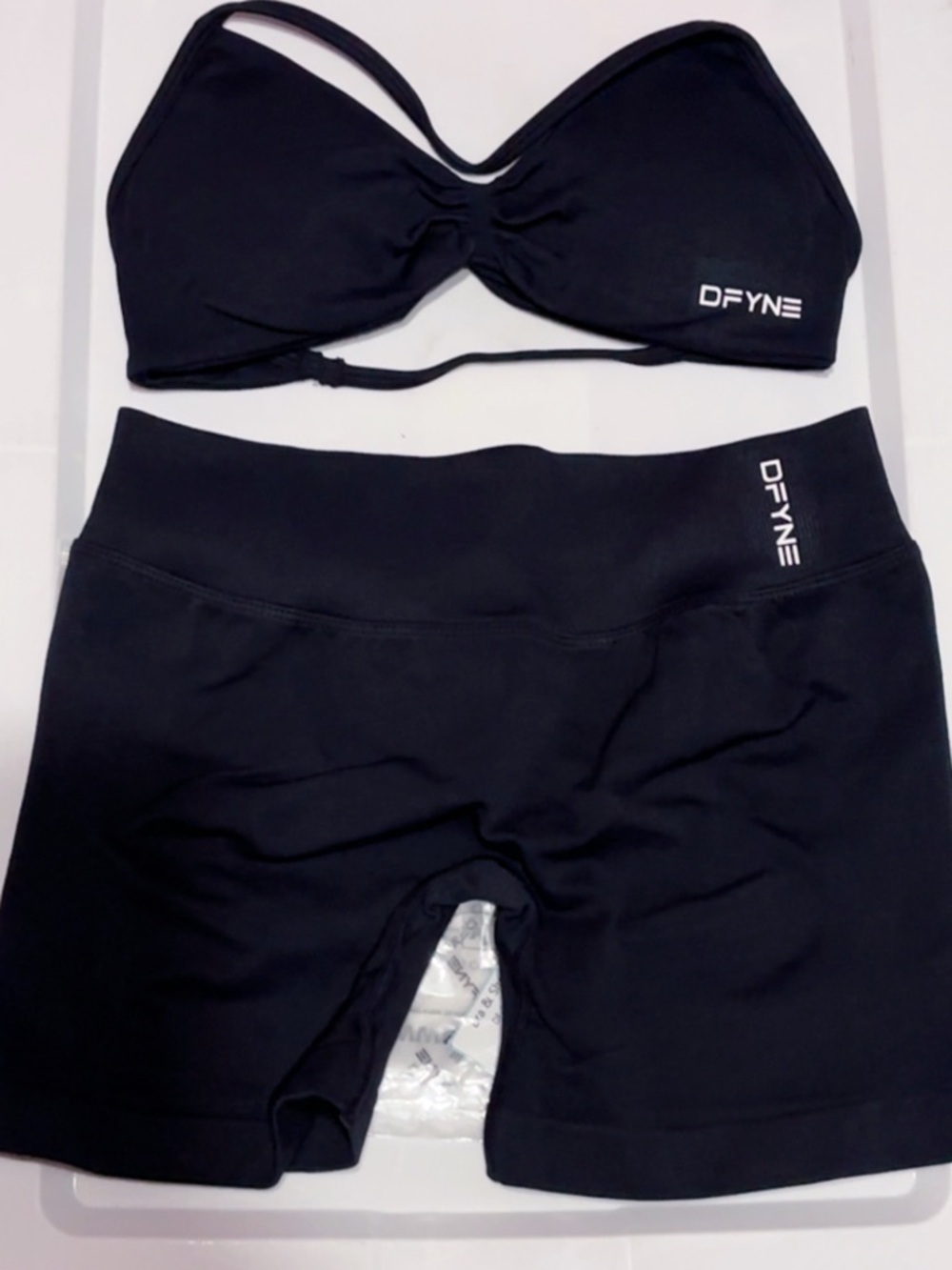 DFYNE Black Athletic Bikini Top & High-Waist Shorts Set